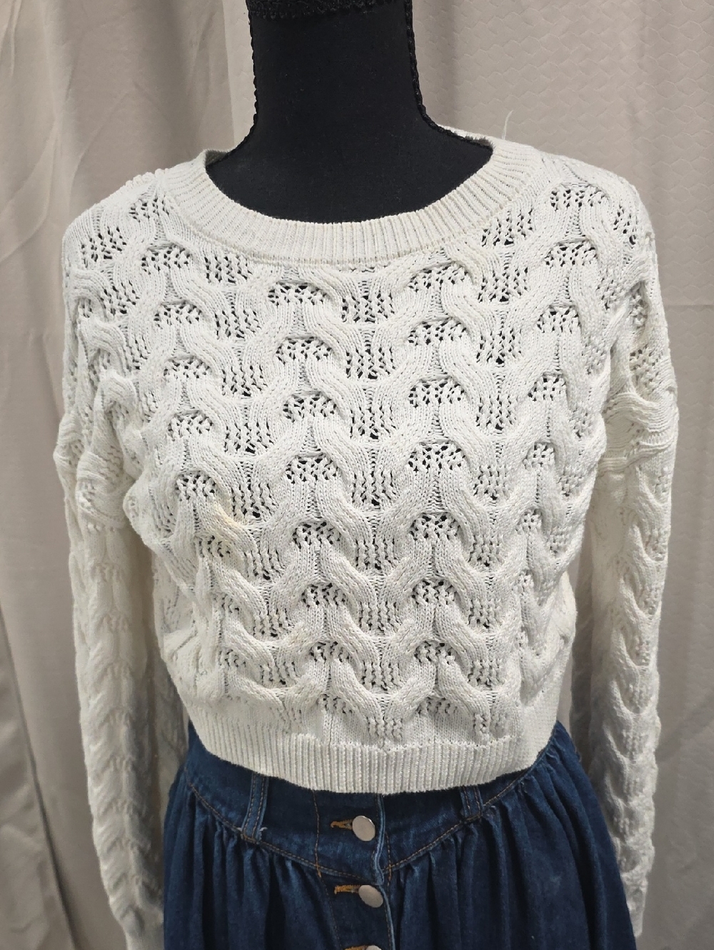 Classic White Cable Knit Women’s Sweater